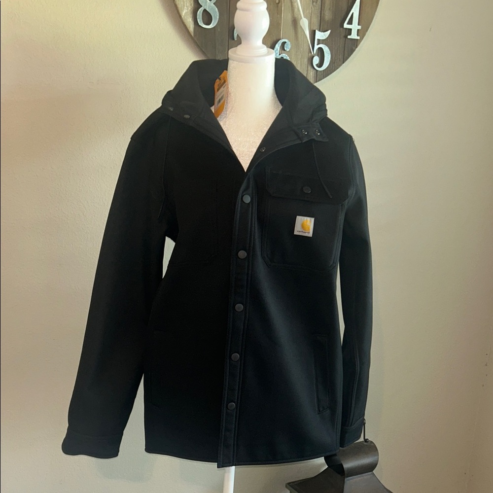 Carhartt Black Hooded Rain defender Coat
